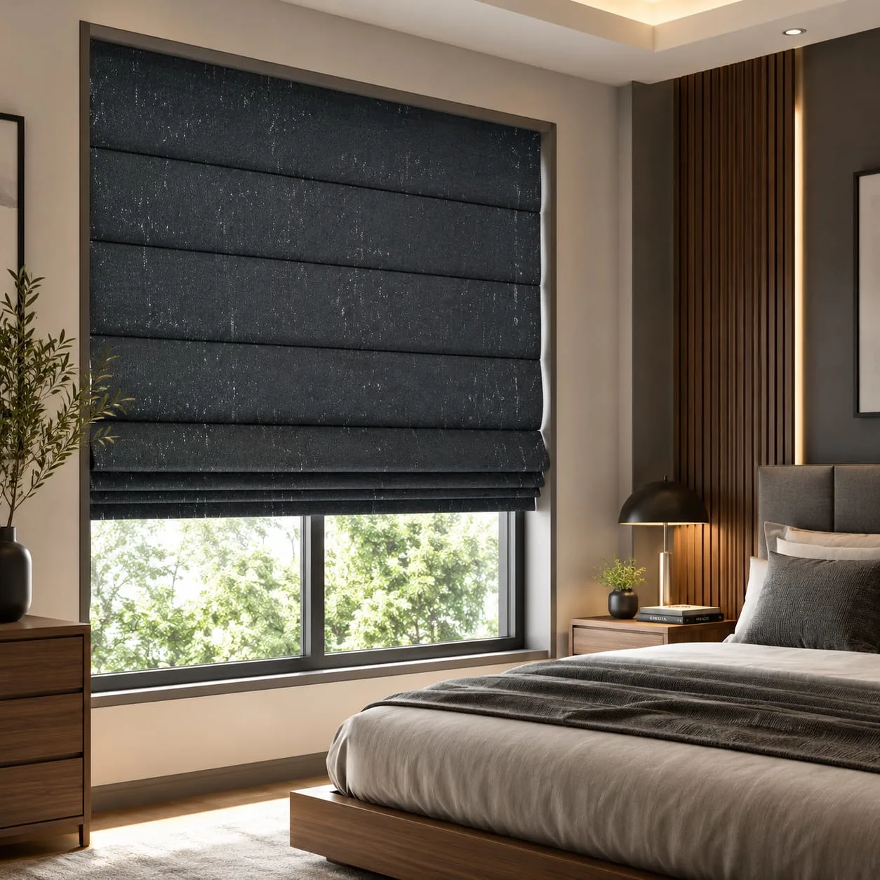 Graphite Speckled Textured Roman Blind/V149-MS-208