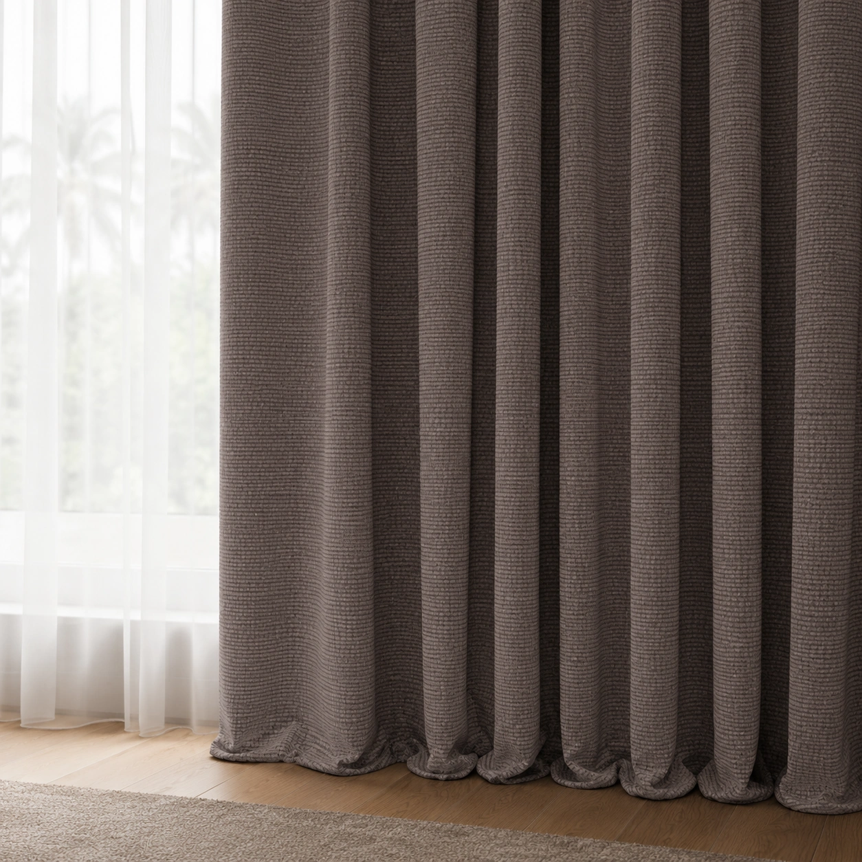 Taupe Textured Dimout Curtain/D15