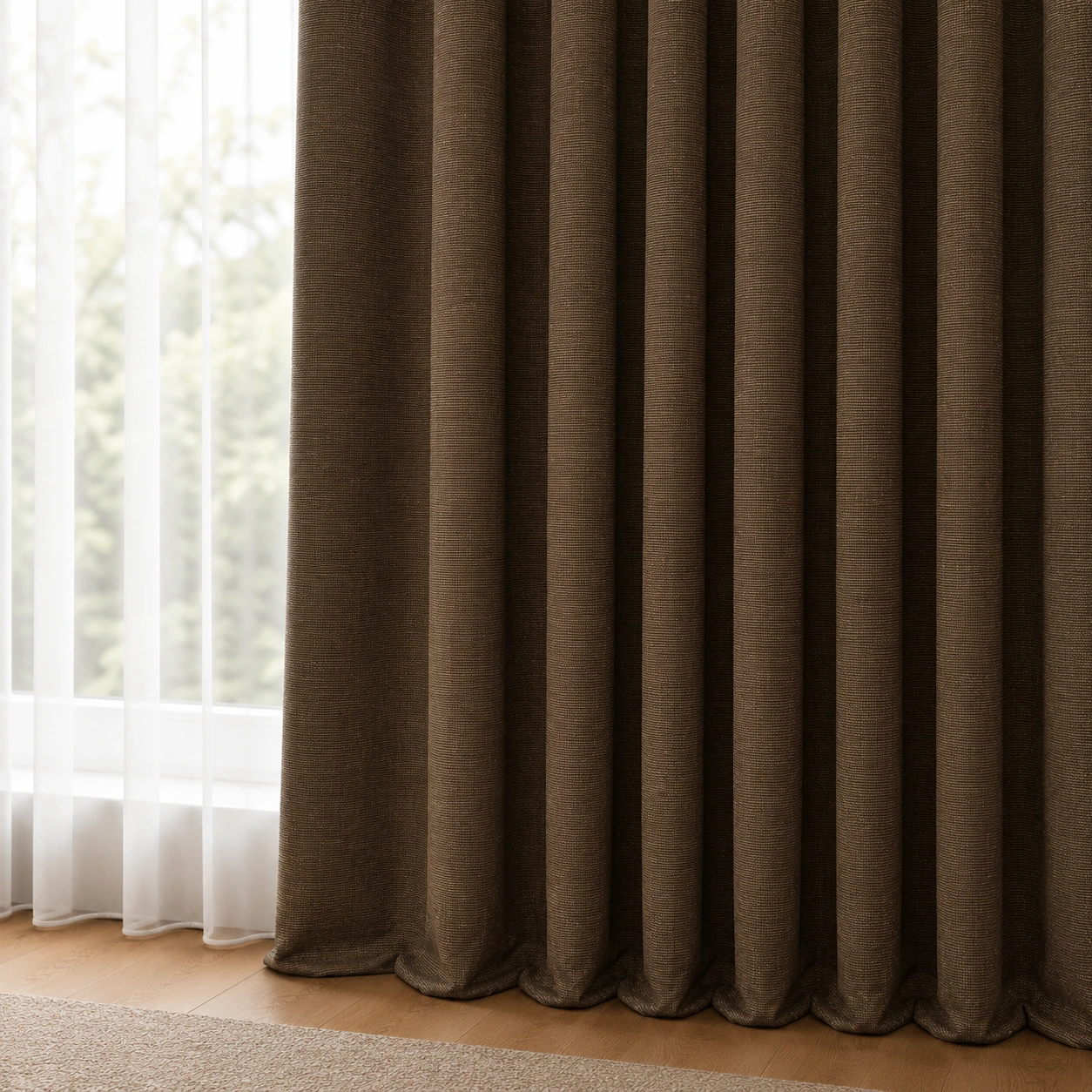 Mocha Brown Dimout Curtain Fabric/D18