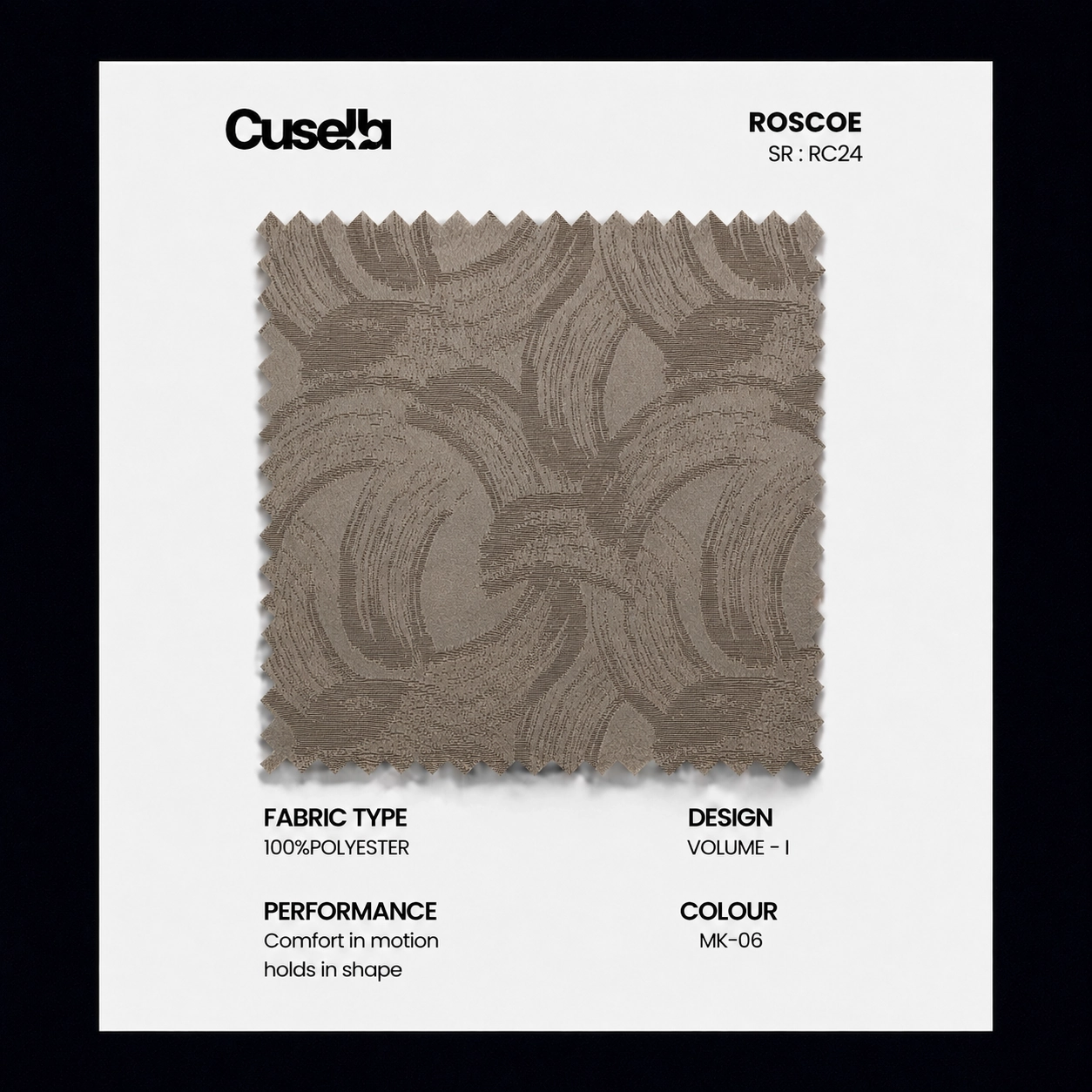 Taupe Textured Abstract Wave Living Room Curtain Fabric/RC24