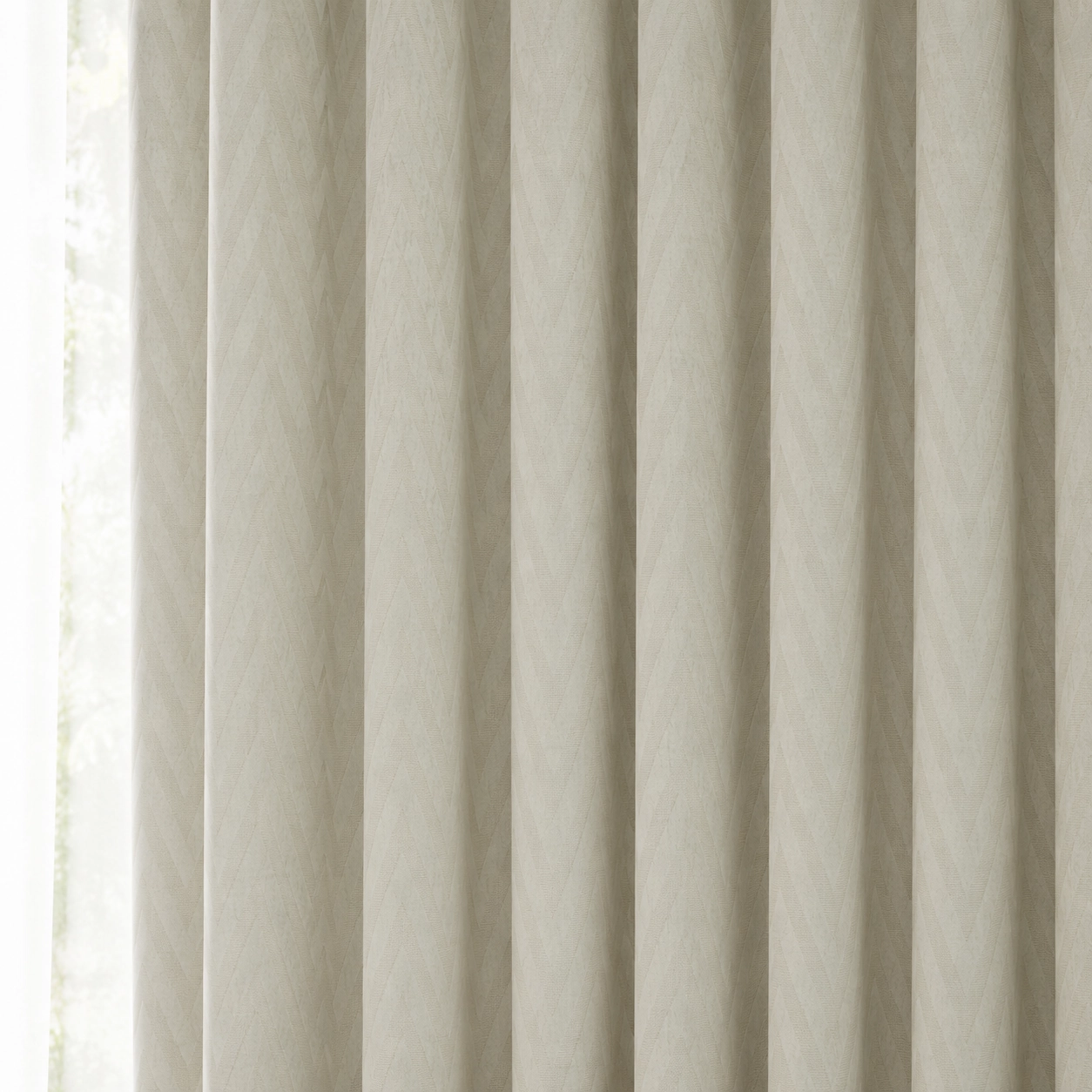 Ivory Mist Geometric Self-Textured Dimout Bedroom Curtain/RC04