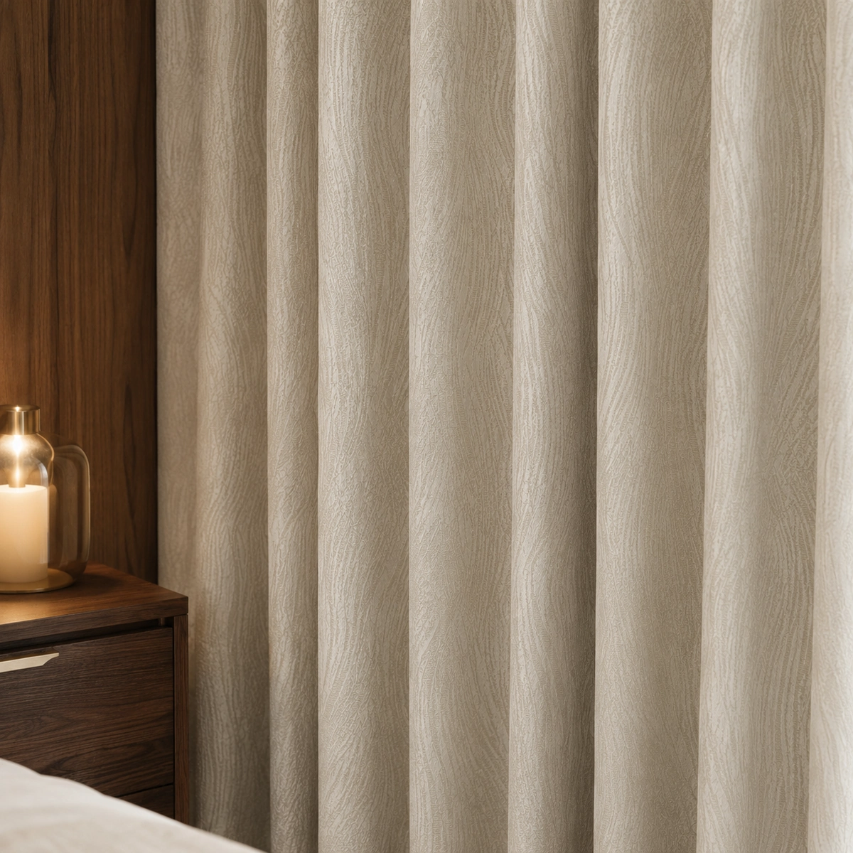 Luna Beige Textured bedroom Curtain/RC15