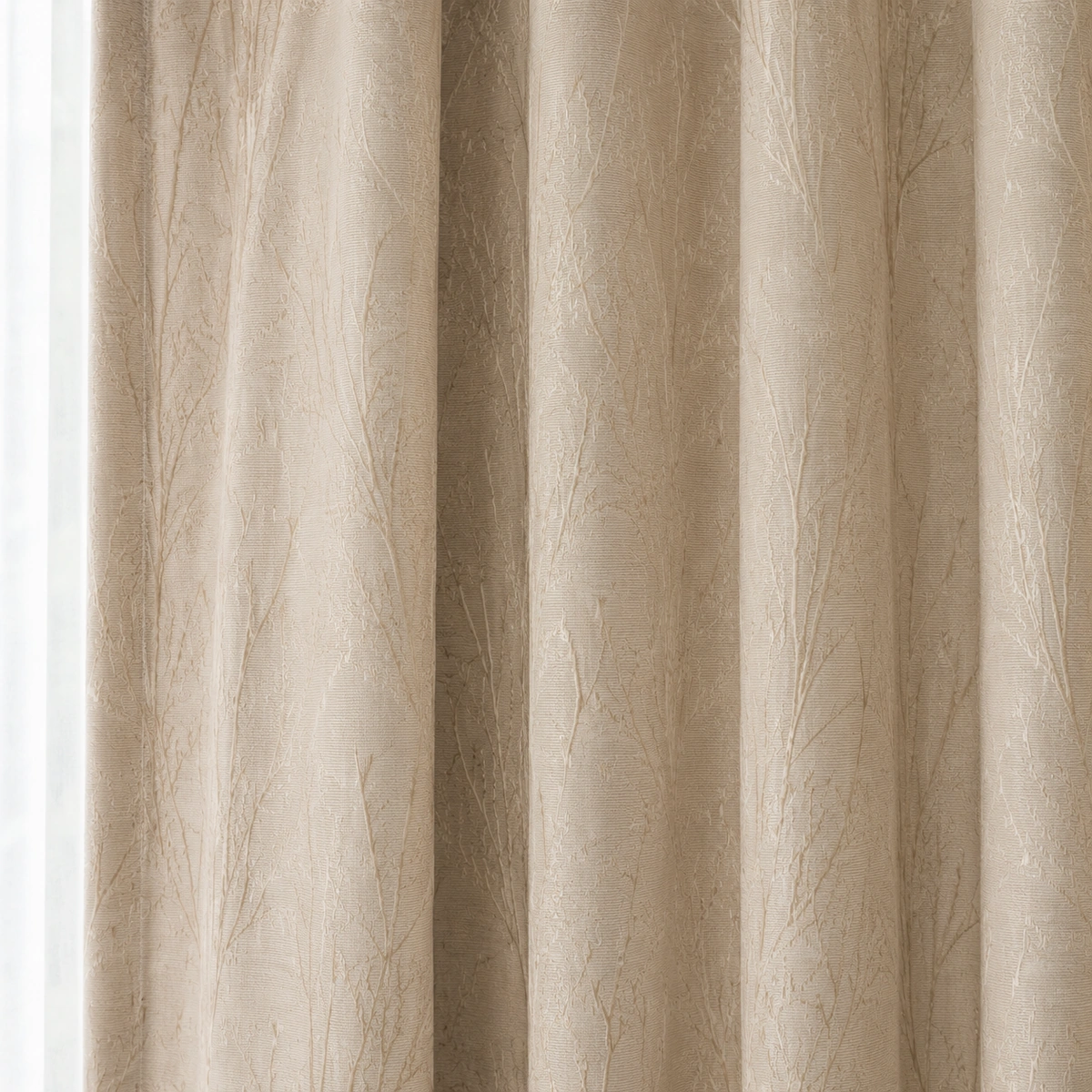 Novelle Ivory Branch Luxury Woven Curtain/CJ13