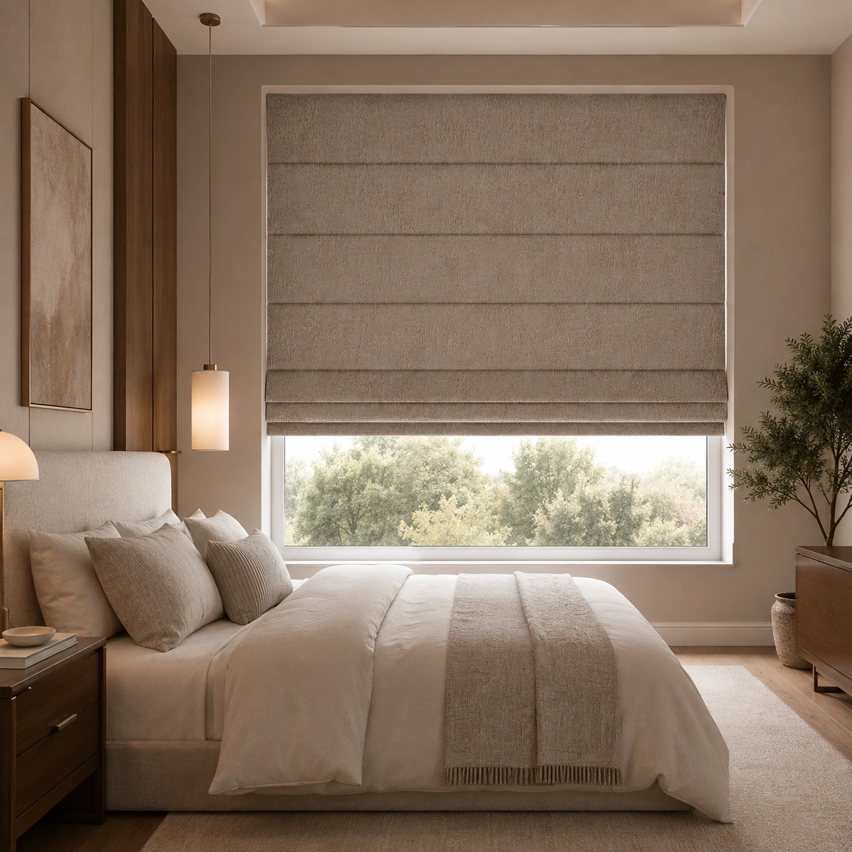 Novera Greige Premium Woven Roman Blinds/CJ02