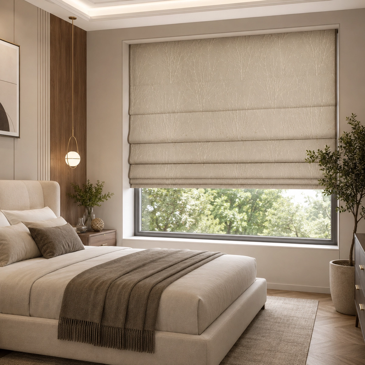 Aveline Ivory Botanical Texture Roman Blinds/CJ13