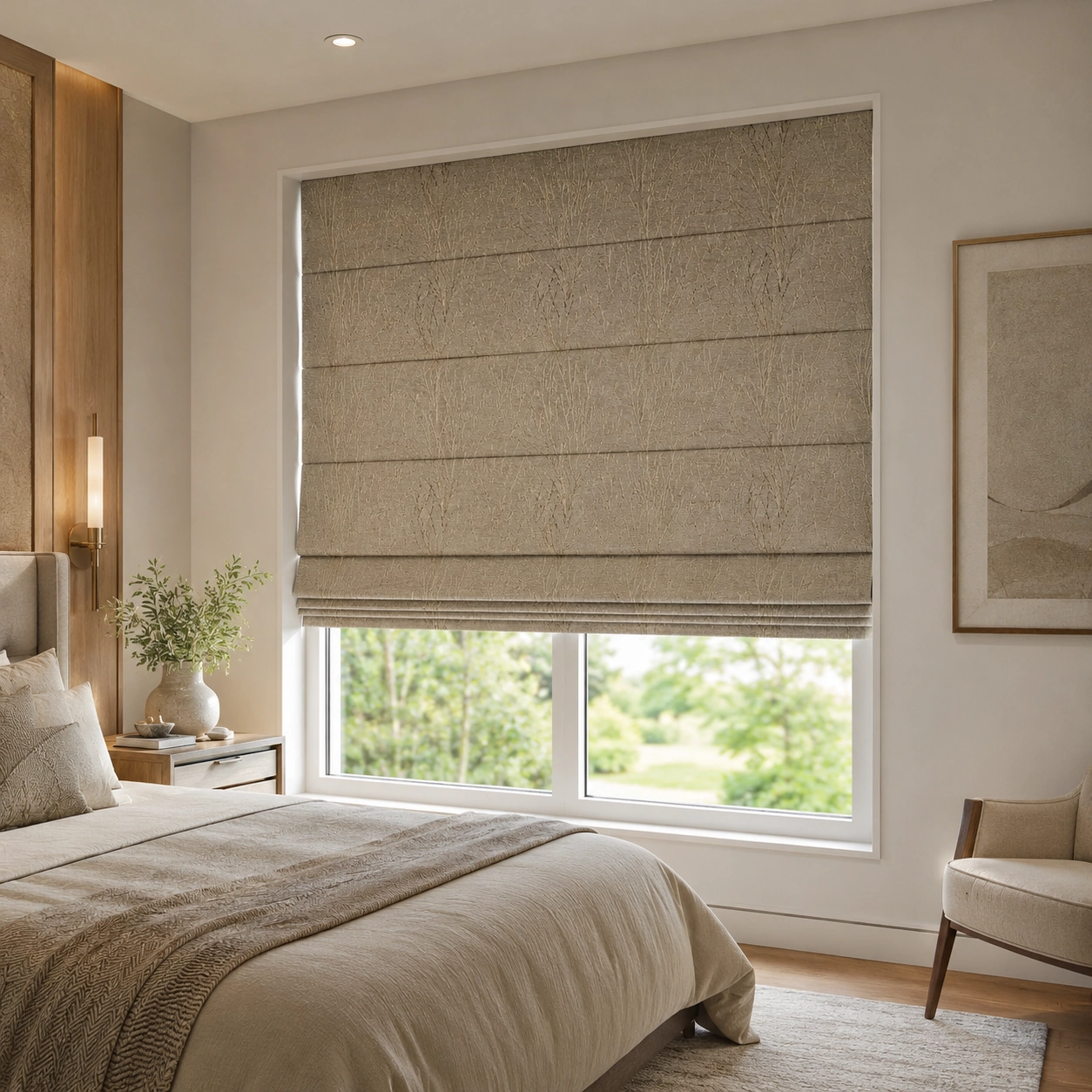 Elaris Greige Botanical Texture Roman Blinds/CJ16